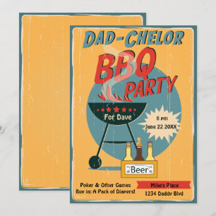 Invitación Retro Dad-Chelor BBQ Fiesta Baby Shower