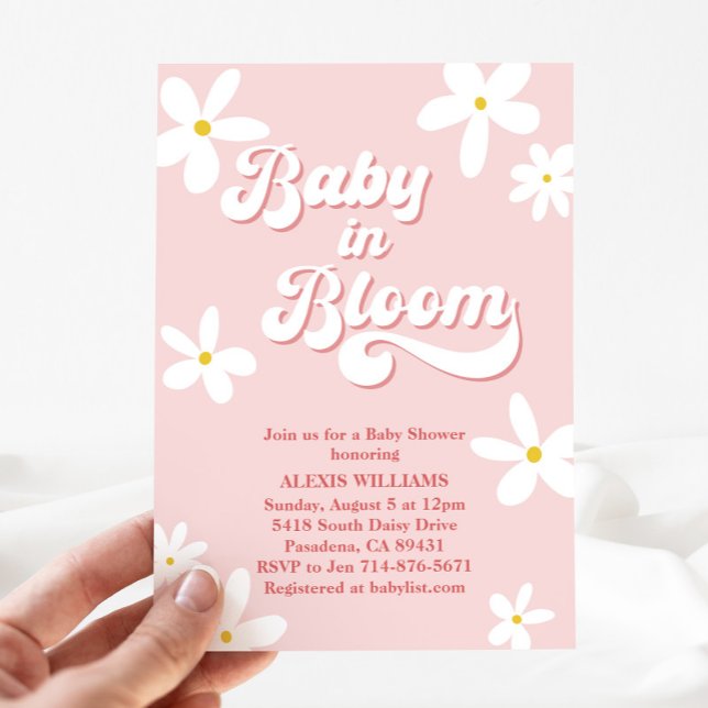 Invitación Retro Daisy Baby Shower Baby In Bloom (Subido por el creador)
