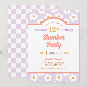 Invitación Retro Daisy Birthday Slumber Fiesta