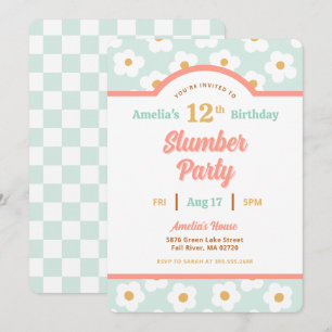 Invitación Retro Daisy Birthday Slumber Fiesta
