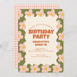 Invitación Retro Daisy Checker Dulce 16 Fiesta de cumpleaños<br><div class="desc">Retro Daisy Checker Dulce 16 Fiesta de cumpleaños</div>