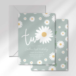 Invitación Retro Daisy Dos Cumpleaños Groovy Segundo