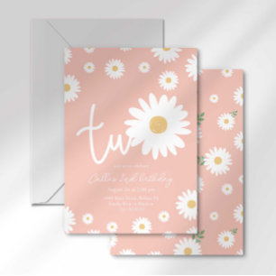 Invitación Retro Daisy Dos Groovy Segundo Cumpleaños