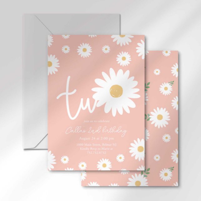 Invitación Retro Daisy Dos Groovy Segundo Cumpleaños (Subido por el creador)