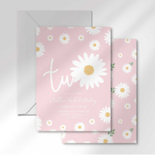 Invitación Retro Daisy Dos Groovy Segundo Cumpleaños