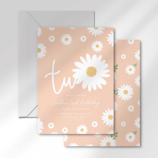 Invitación Retro Daisy Dos Groovy Segundo Cumpleaños (Subido por el creador)