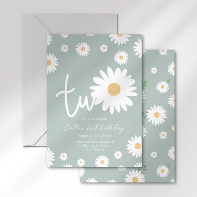 Invitación Retro Daisy Dos Groovy Segundo Cumpleaños (Subido por el creador)