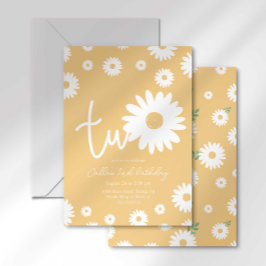 Invitación Retro Daisy Dos Groovy Segundo Cumpleaños