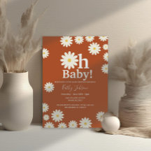 Retro Daisy Floral Bohemia Chica Baby Shower