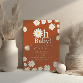 Invitación Retro Daisy Floral Bohemia Chica Baby Shower