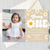 Retro Daisy Flower Groovy Primer Fiesta de cumplea