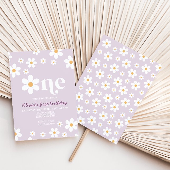 Invitación Retro Daisy One Floral Cumpleaños 1 (Subido por el creador)