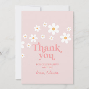 Invitación Retro Daisy Rosa boho gracias favor