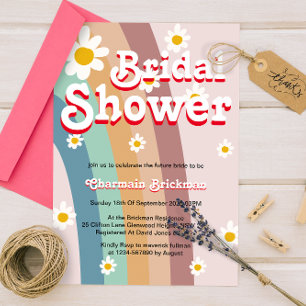 Invitación Retro Daisy ruidoso ducha de novia arcoiris rosa