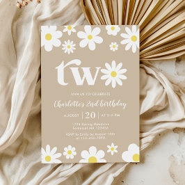 Invitación Retro Daisy Two Floral Segundo Cumpleaños