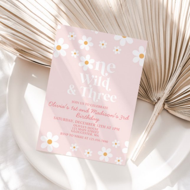 Invitación Retro Daisy Uno Salvaje y Tres Cumpleaños (Subido por el creador)