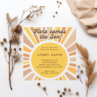 Invitación Retro de Baby Shower para Niño bajo el
