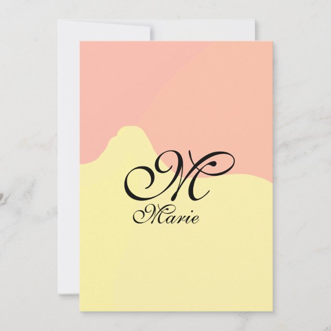 Invitación Retro de color amarillo naranja añadir su monogram (Anverso)