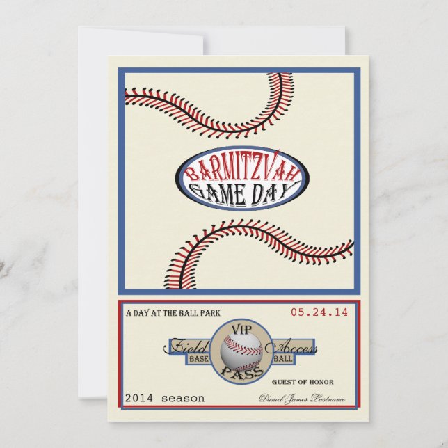 Invitación Retro de cosecha de béisbol 5 x 7 bar Mitzvah (Anverso)