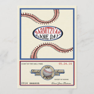Invitación Retro de cosecha de béisbol 5 x 7 bar Mitzvah