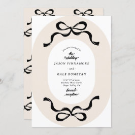 Invitación Retro de crema negra moderna dobla a Boda fotográf