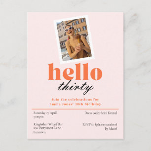 Invitación retro de cumpleaños 30 pastel Hello thi