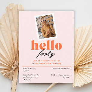 Invitación retro de cumpleaños número 40 Hello for