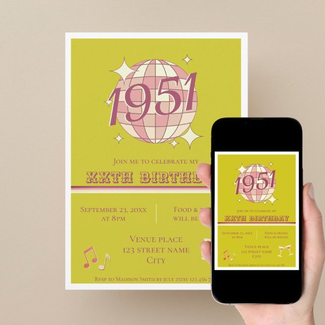 Invitación retro de cumpleaños número 75 Vintage 1 (Subido por el creador)