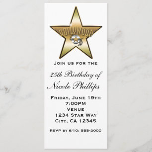Invitación Retro de Estrella de Hollywood Blanca y