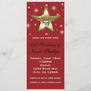 Invitación Retro de Estrella de Hollywood Roja y D
