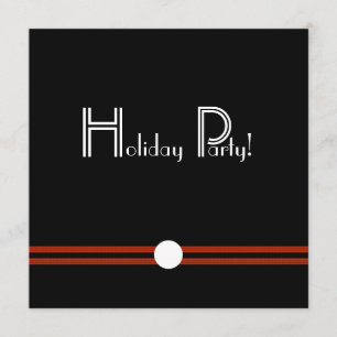 Invitación retro de fiesta navideña en blanco y ne