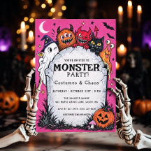Invitación Retro de Halloween para Fiesta de Monst