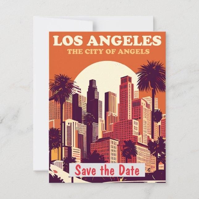 Invitación Retro de Los Ángeles Palms (Anverso)