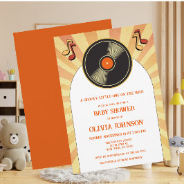 Invitación Retro de Música en Vinilo para Baby Sho