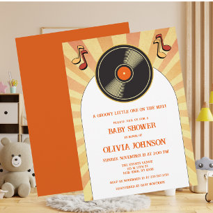 Invitación Retro de Música en Vinilo para Baby Sho