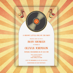 Invitación Retro de Música en Vinilo para Baby Sho