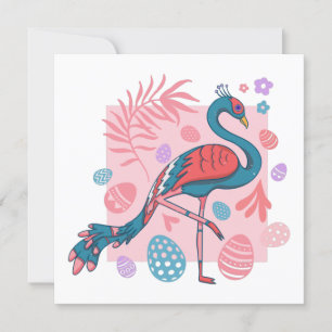 Invitación retro de pavo real de huevo de Pascua feliz