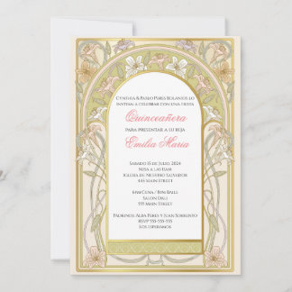 Invitación retro de quinceañera en español