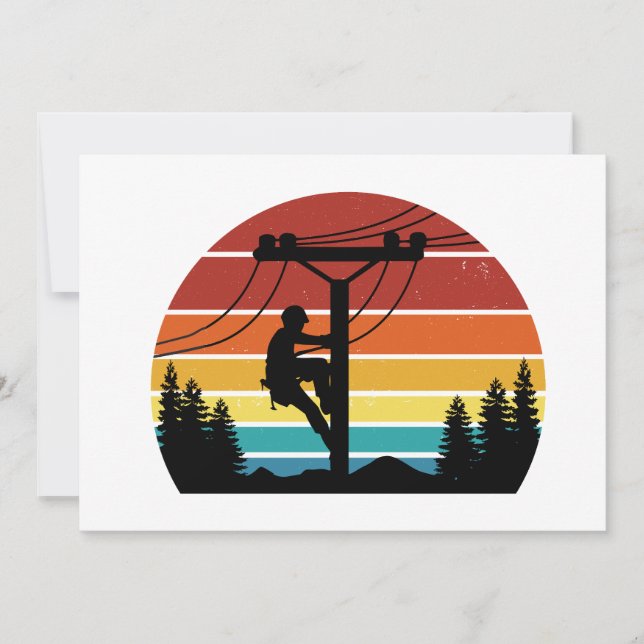 Invitación Retro de Sunset de Lineman Vintage (Anverso)
