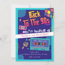 Invitación Retro de vuelta a los años 90 cualquier edad cumpl