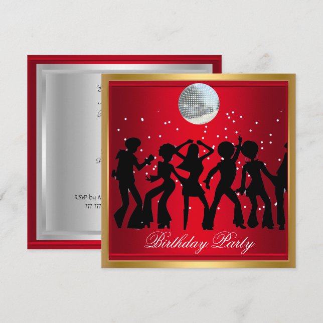 Invitación retro del partido de cumpleaños Red de  (Anverso / Reverso)