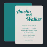 Invitación Retro Delight Cream Boda Verde azulado<br><div class="desc">Presentamos nuestro diseño de invitación a la boda "Retro Delight", donde la sencillez se une al encanto vintage. Este diseño es una armoniosa mezcla de minimalismo moderno y elementos nostálgicos, creando una experiencia visual única para su día especial. El diseño presenta un azul verde azulado que aporta un vibrante, enérgico...</div>