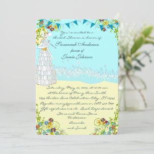 Invitación Retro Destination Beach Wedding Bridal Shower