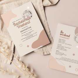 Invitación Retro Disco 70 Bachelorette Weekend Itinerary