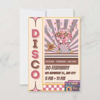 Invitación Retro Disco Ball Groovy 70s 80s Party Invitation