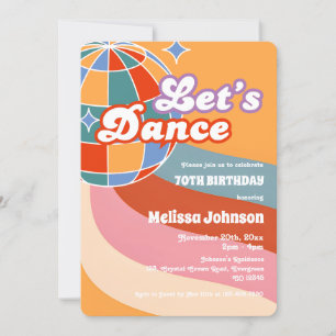 Invitación Retro Disco Ball Vamos a bailar cumpleaños