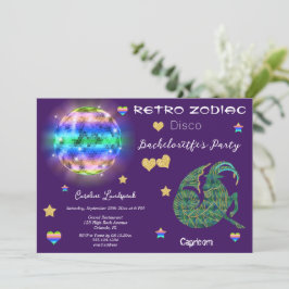 Invitación Retro Disco Capricornio Rótulo Zodiac Bachelorette