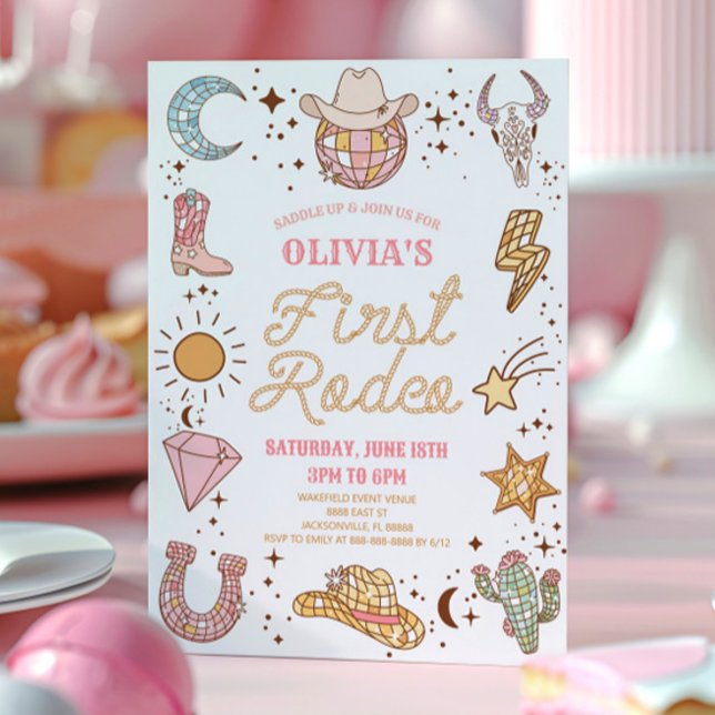 Invitación Retro Disco Cowgirl Primer Rodeo Primer Fiesta de  (Subido por el creador)