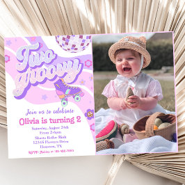 Invitación Retro Disco Roller Skate Two Groovy 2º cumpleaños