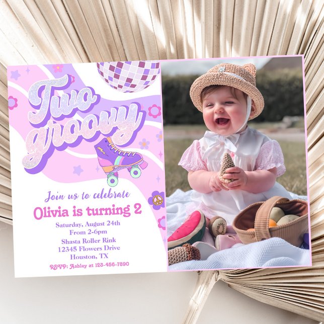 Invitación Retro Disco Roller Skate Two Groovy 2º cumpleaños (Subido por el creador)